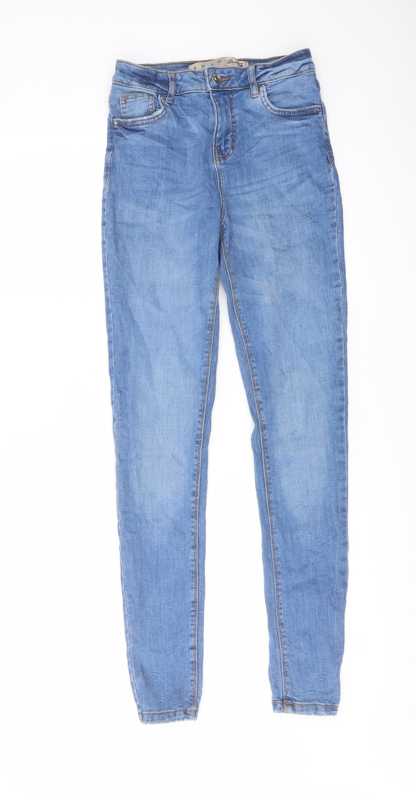 Denim & Co. Womens Blue Cotton Skinny Jeans Size 8 L30 in Regular Button