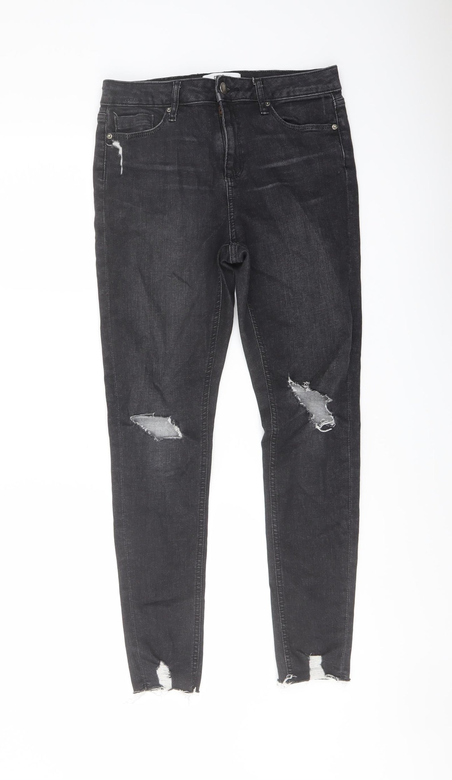 Miss se# Womens Grey Cotton Skinny Jeans Size 10 L20 in Regular Button