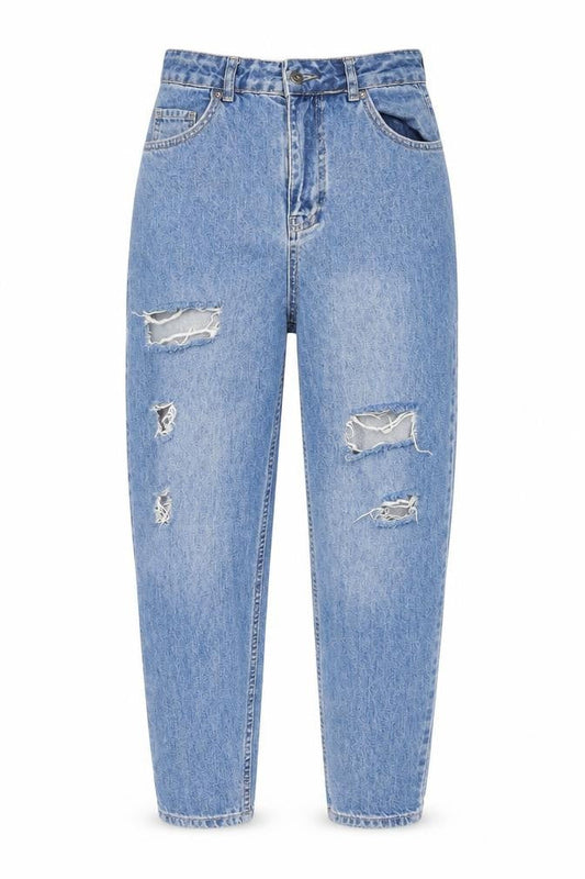 Womens UK Size 10 Boohoo Regular Fit Mom Blue Jeans