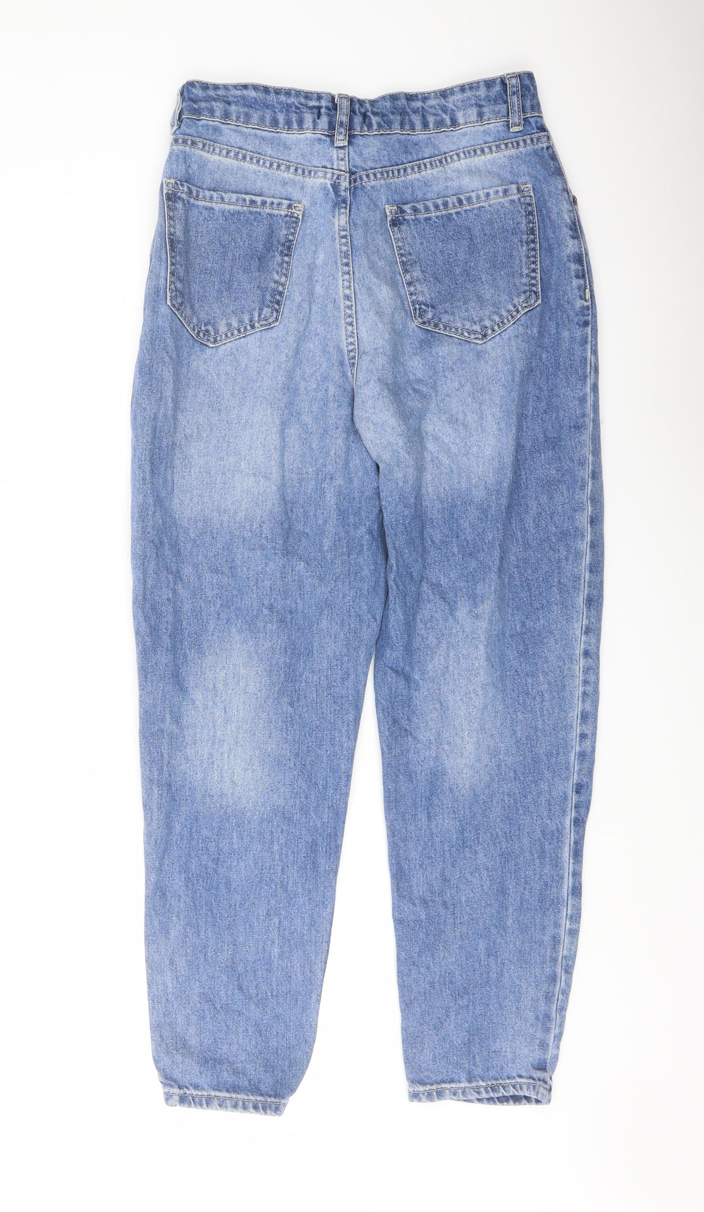 Boohoo Womens Blue Cotton Mom Jeans Size 10 L26 in Regular Button