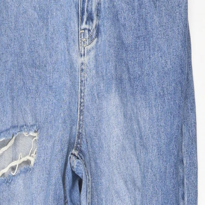 Boohoo Womens Blue Cotton Mom Jeans Size 10 L26 in Regular Button