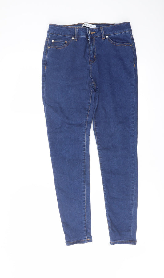 Denim & Co. Womens Blue Cotton Skinny Jeans Size 12 L26 in Regular Button