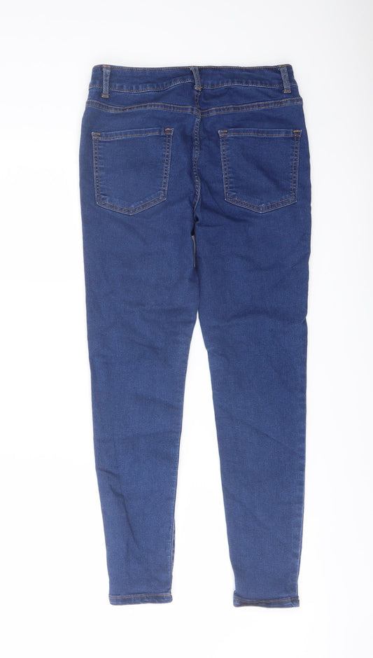 Denim & Co. Womens Blue Cotton Skinny Jeans Size 12 L26 in Regular Button