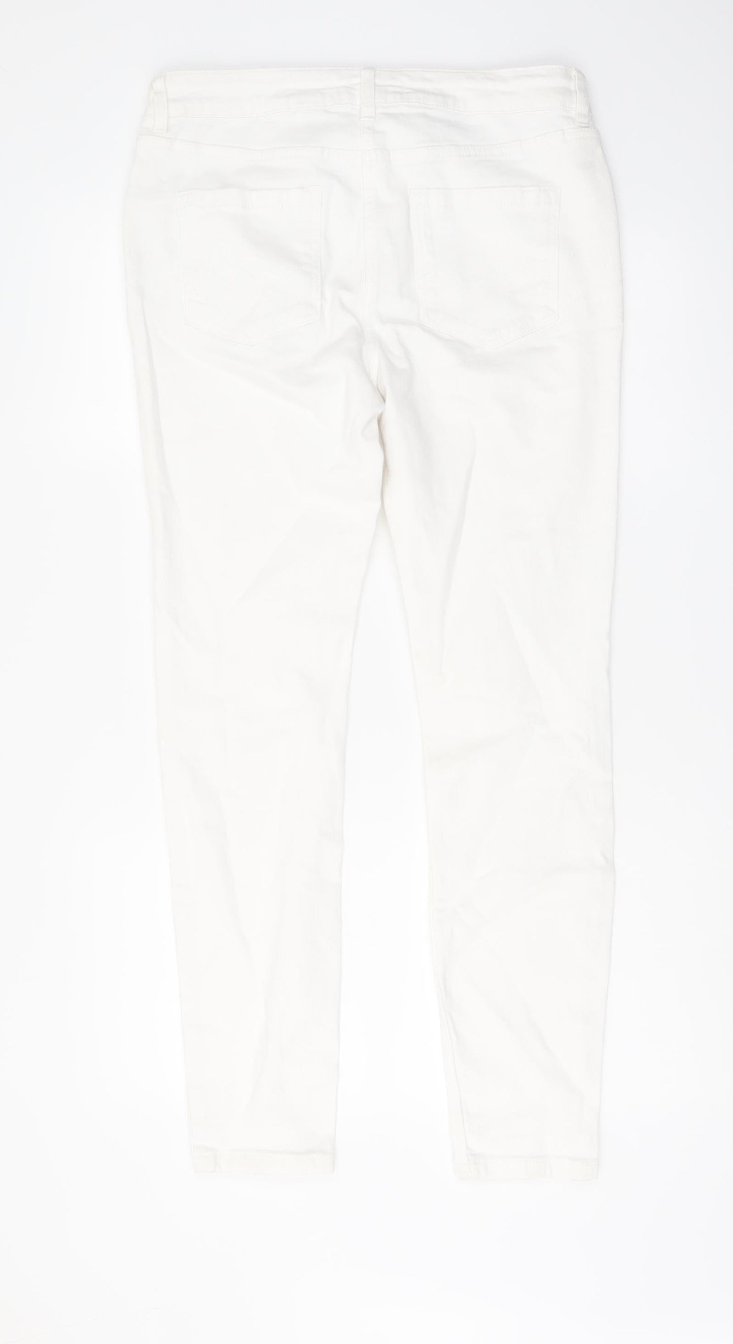 NEXT Womens White Cotton Skinny Jeans Size 12 L29 in Regular Button