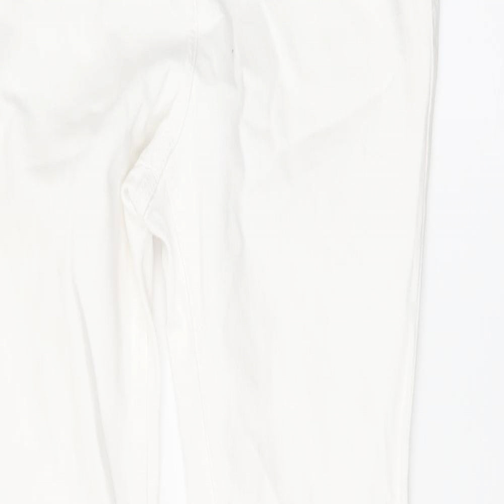 NEXT Womens White Cotton Skinny Jeans Size 12 L29 in Regular Button