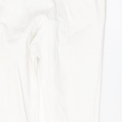 NEXT Womens White Cotton Skinny Jeans Size 12 L29 in Regular Button