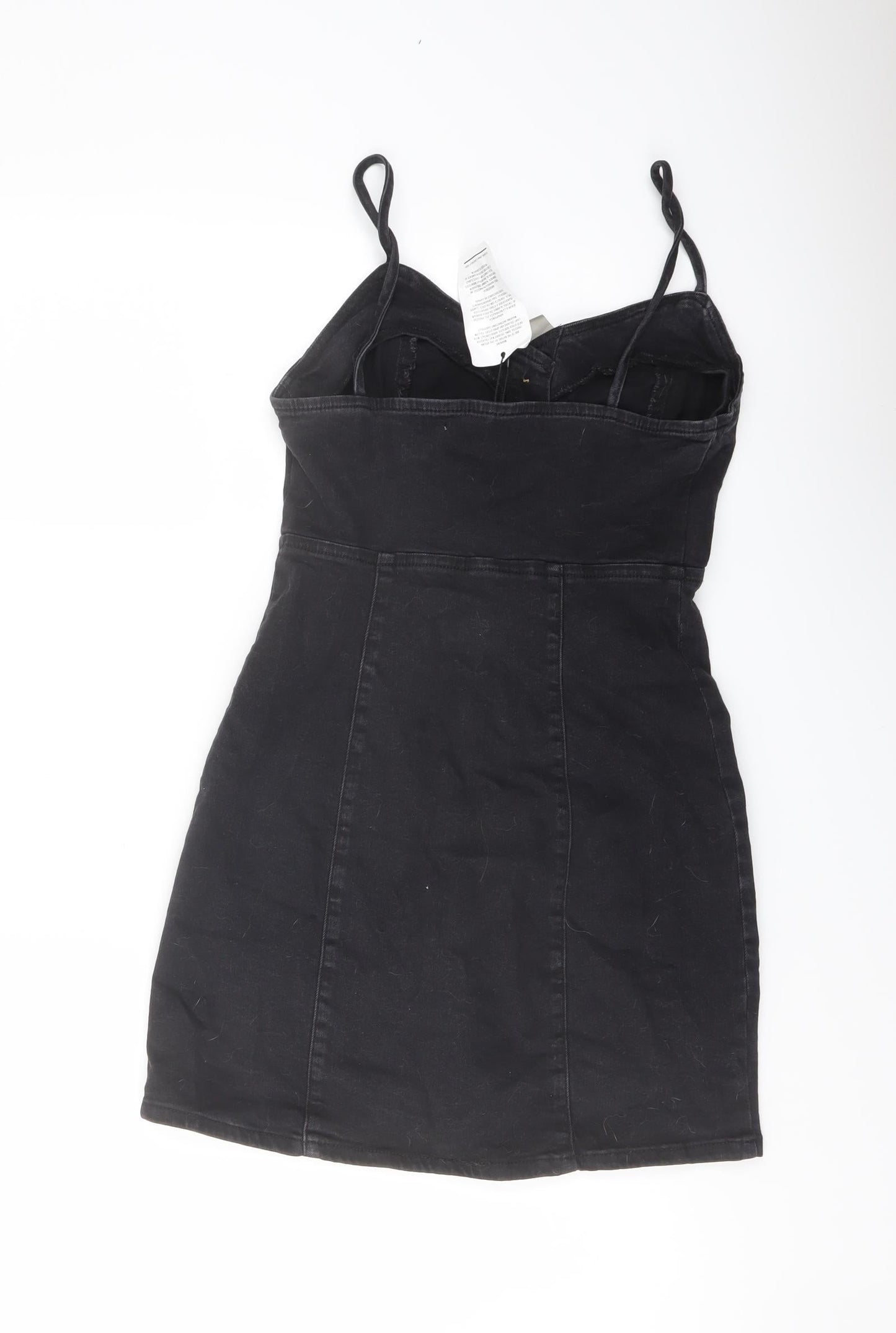 Denim & Co. Womens Grey Cotton Mini Size 8 Sweetheart Button