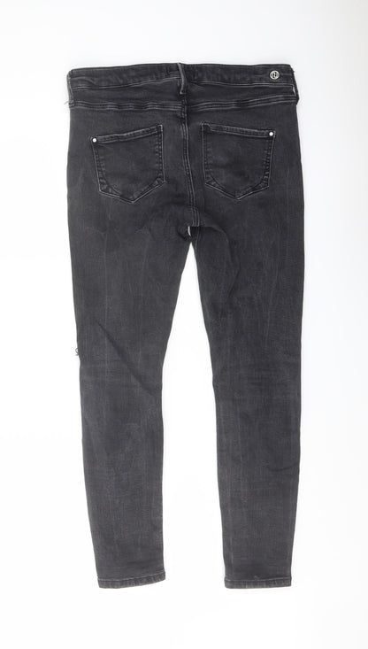 River Island Womens Grey Cotton Skinny Jeans Size 10 L24 in Regular Button