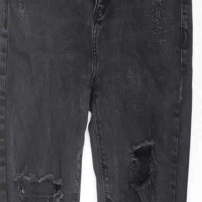 River Island Womens Grey Cotton Skinny Jeans Size 10 L24 in Regular Button