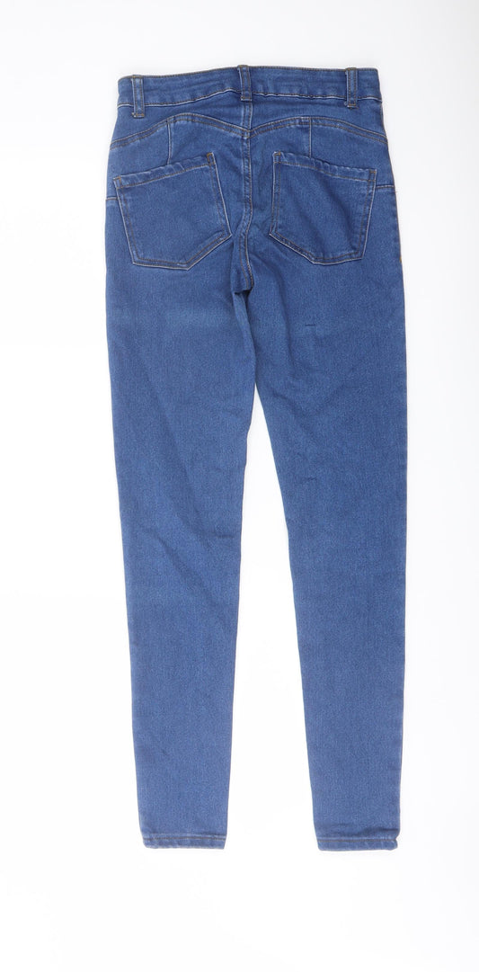 Denim & Co. Womens Blue Cotton Skinny Jeans Size 8 L29 in Regular Button