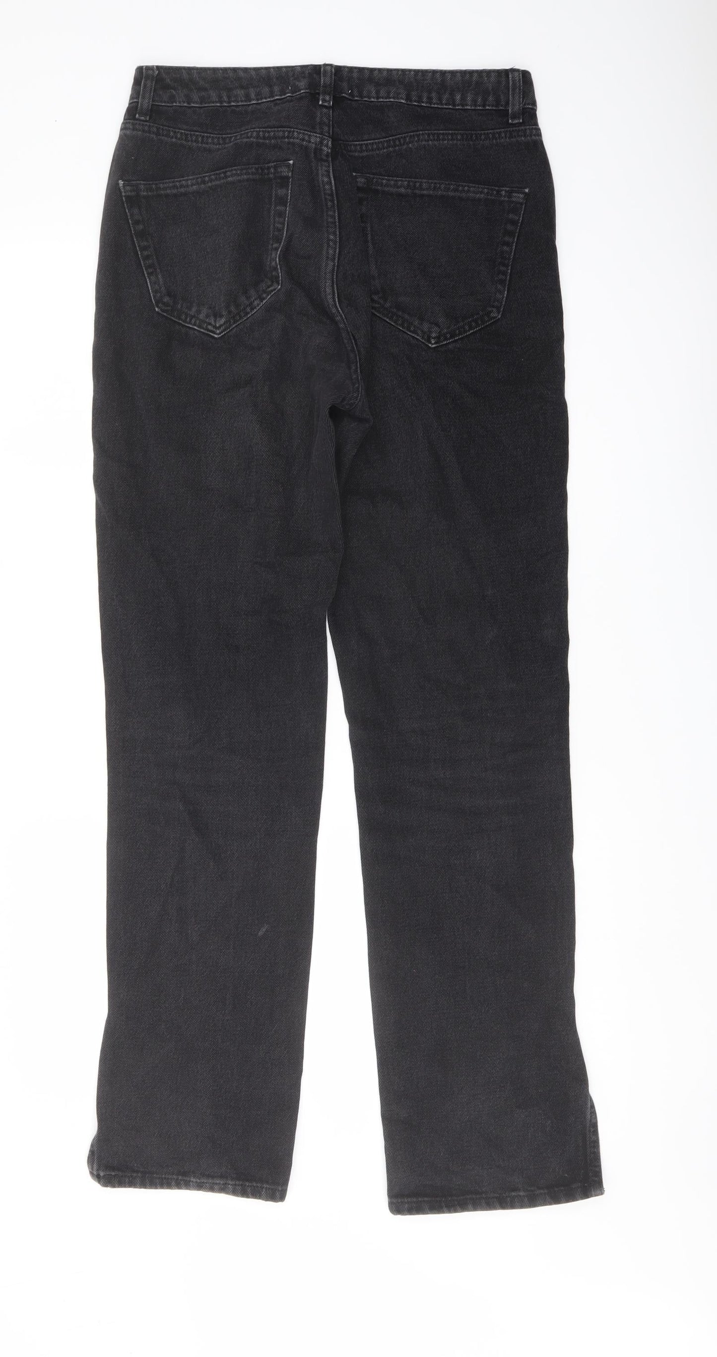 Denim & Co. Womens Grey Cotton Straight Jeans Size 10 L31 in Regular Button