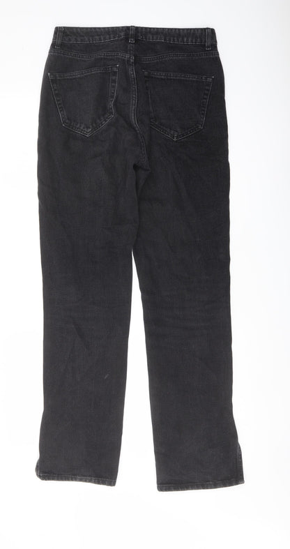 Denim & Co. Womens Grey Cotton Straight Jeans Size 10 L31 in Regular Button