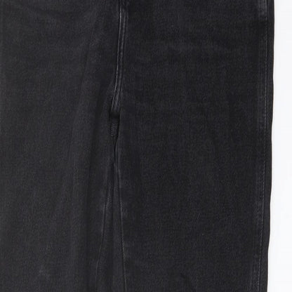 Denim & Co. Womens Grey Cotton Straight Jeans Size 10 L31 in Regular Button