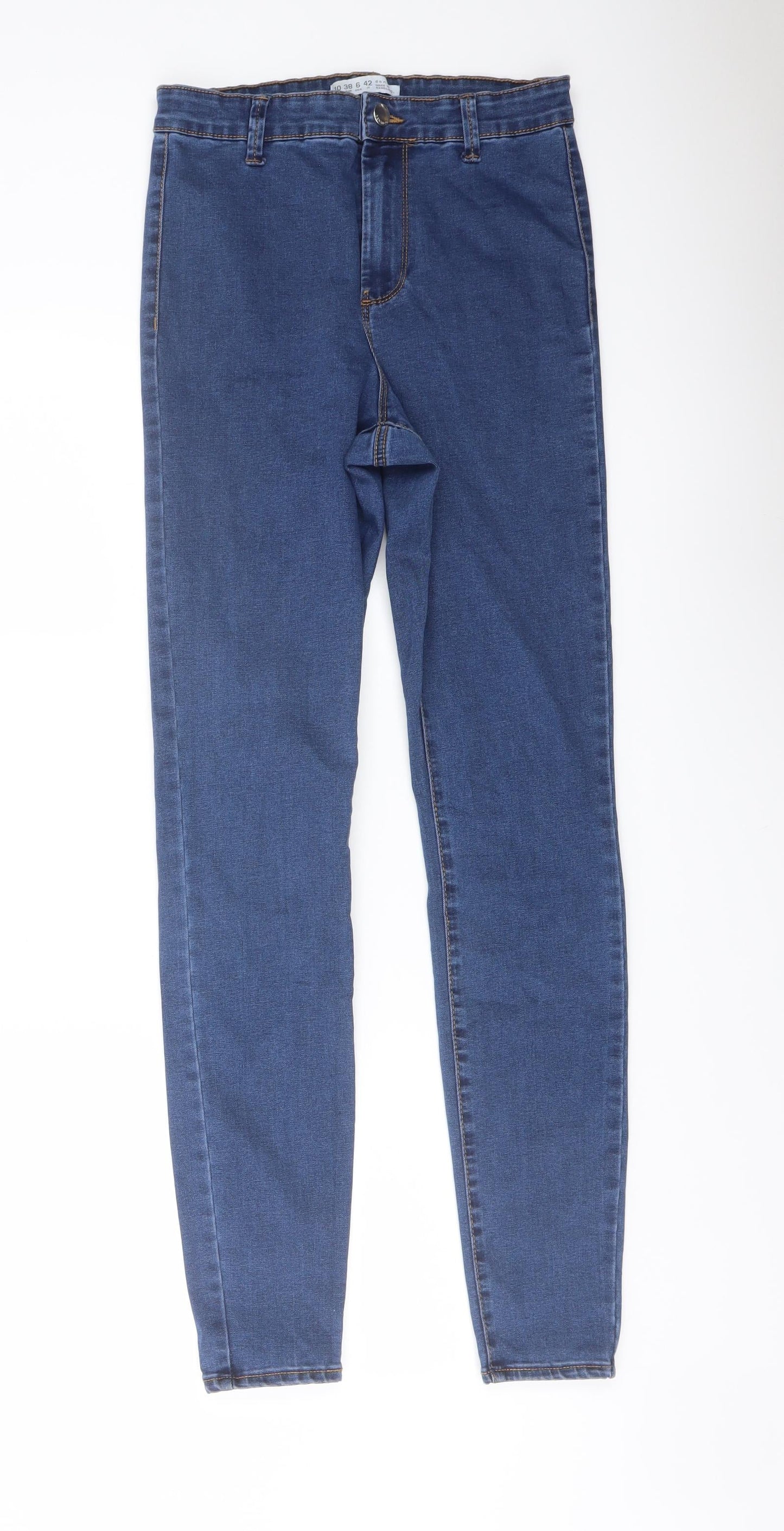 Denim & Co. Womens Blue Cotton Skinny Jeans Size 10 L29 in Regular Button