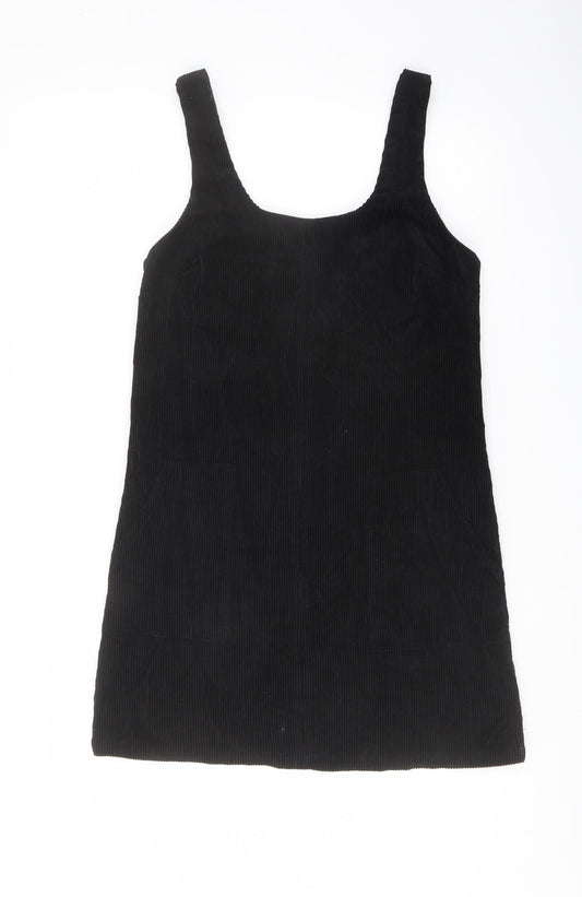 New Look Womens Black Cotton A-Line Size 8 Round Neck Zip