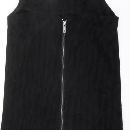 New Look Womens Black Cotton A-Line Size 8 Round Neck Zip