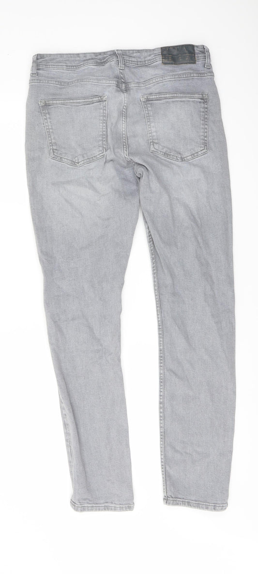 Denim & Co. Mens Grey Cotton Skinny Jeans Size 32 in L32 in Regular Button