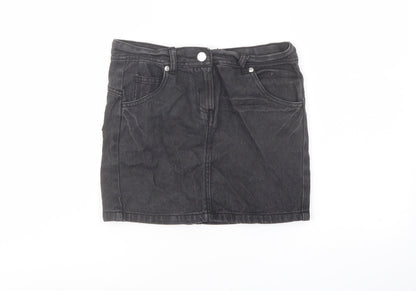 Cherokee Girls Grey Cotton A-Line Skirt Size 9-10 Years Regular Button