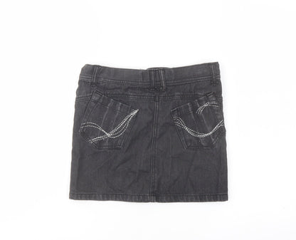 Cherokee Girls Grey Cotton A-Line Skirt Size 9-10 Years Regular Button