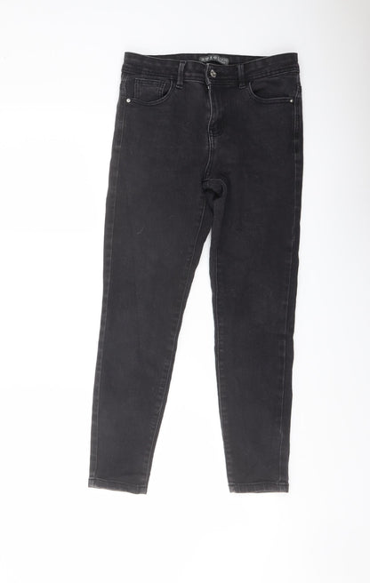 Denim & Co. Womens Grey Cotton Skinny Jeans Size 10 L25 in Regular Button