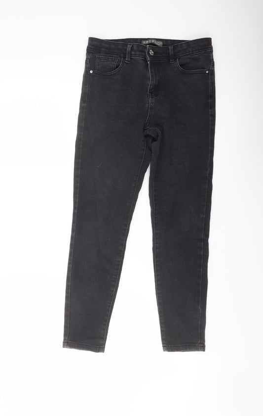 Denim & Co. Womens Grey Cotton Skinny Jeans Size 10 L25 in Regular Button