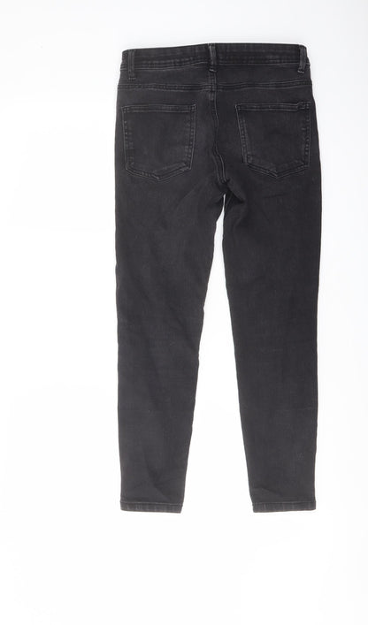 Denim & Co. Womens Grey Cotton Skinny Jeans Size 10 L25 in Regular Button