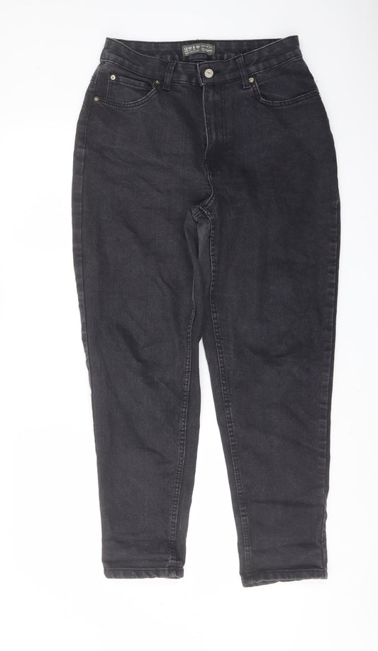 Denim & Co. Womens Grey Cotton Mom Jeans Size 12 L28 in Regular Button