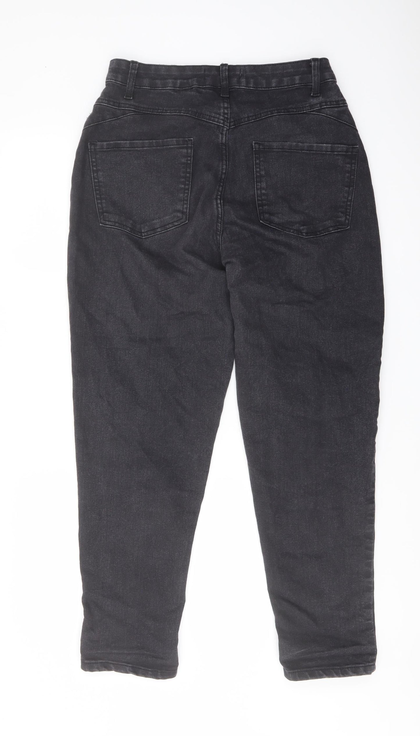 Denim & Co. Womens Grey Cotton Mom Jeans Size 12 L28 in Regular Button