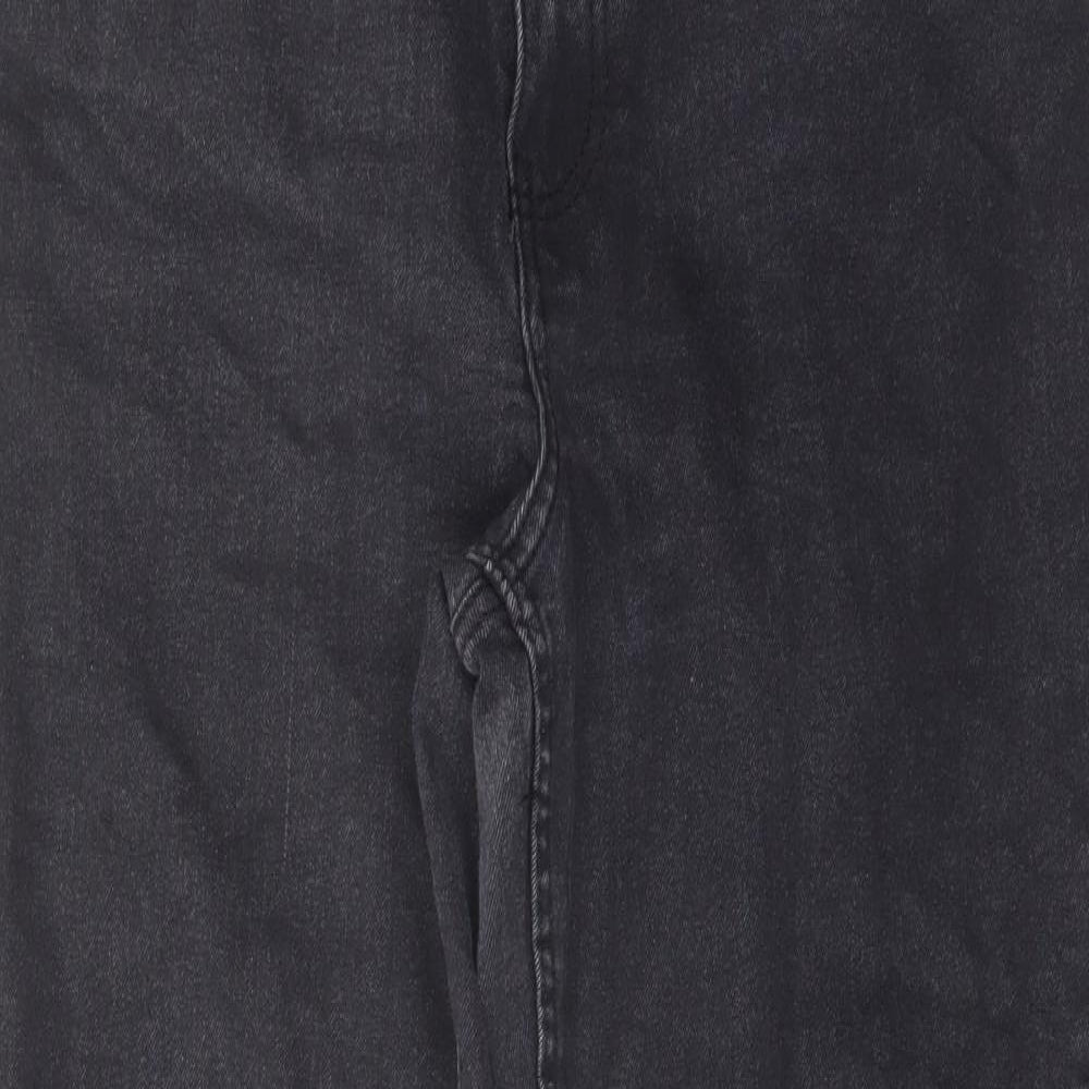 Denim & Co. Womens Grey Cotton Mom Jeans Size 12 L28 in Regular Button