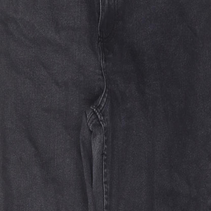 Denim & Co. Womens Grey Cotton Mom Jeans Size 12 L28 in Regular Button