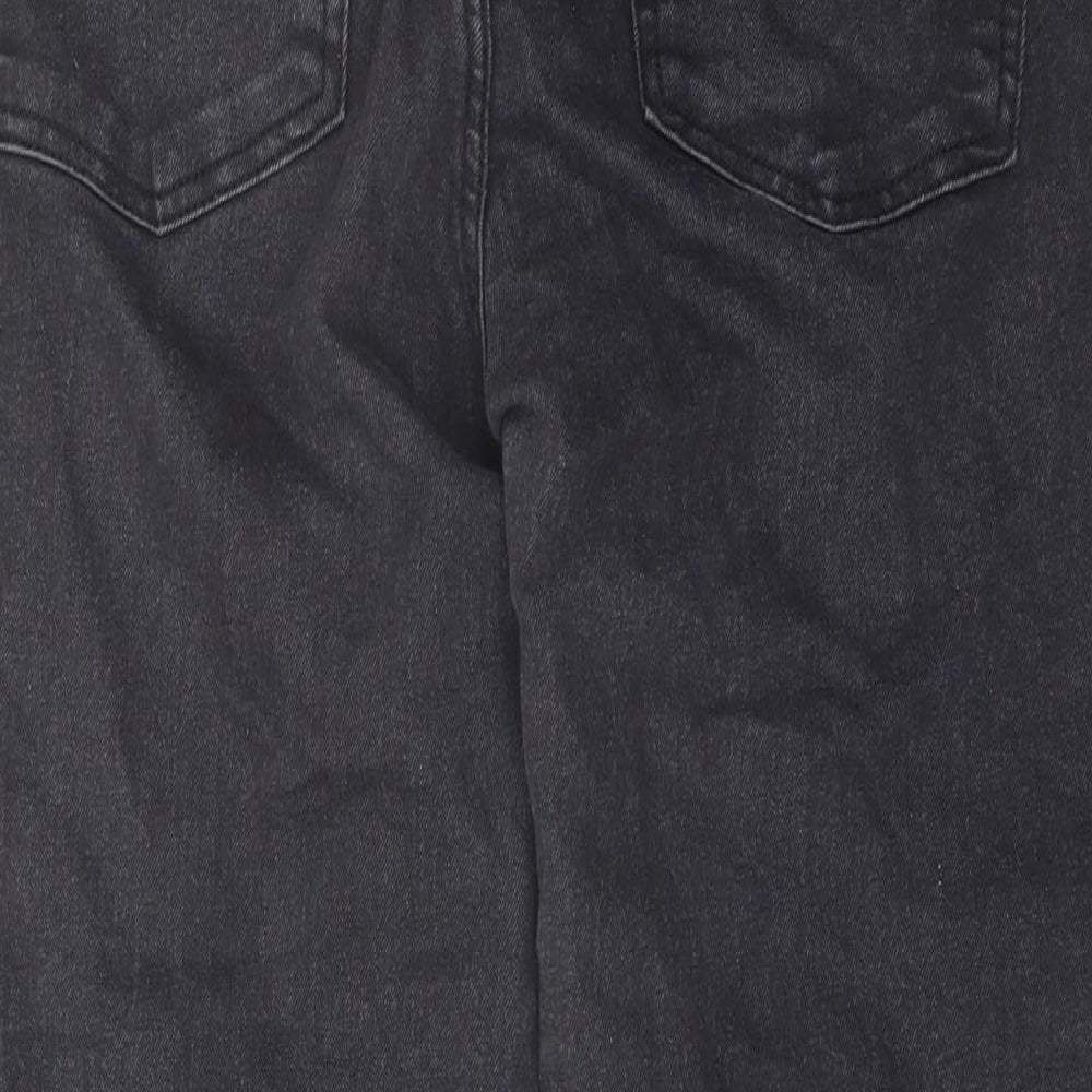 Denim & Co. Womens Grey Cotton Mom Jeans Size 12 L28 in Regular Button