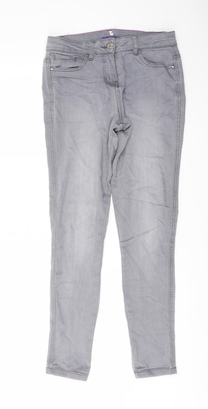 TU Womens Grey Cotton Skinny Jeans Size 10 L29 in Regular Button