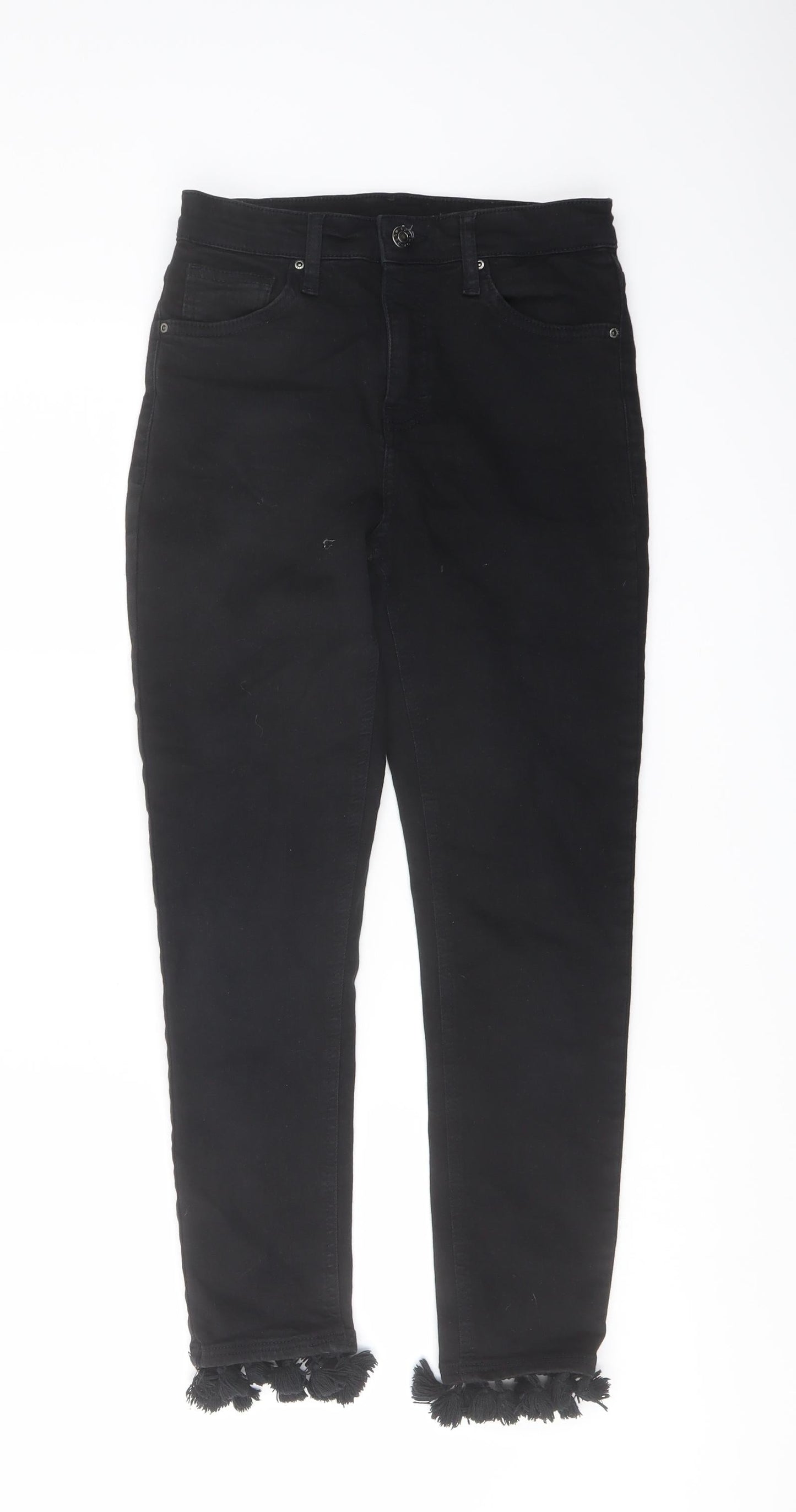 Topshop Womens Black Cotton Skinny Jeans Size 28 in L24 in Regular Button