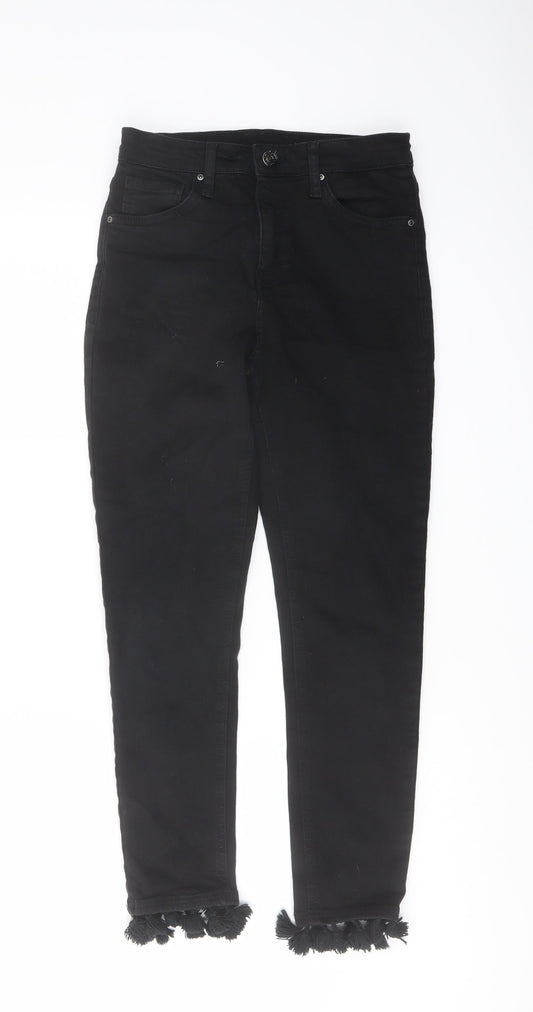 Topshop Womens Black Cotton Skinny Jeans Size 28 in L24 in Regular Button
