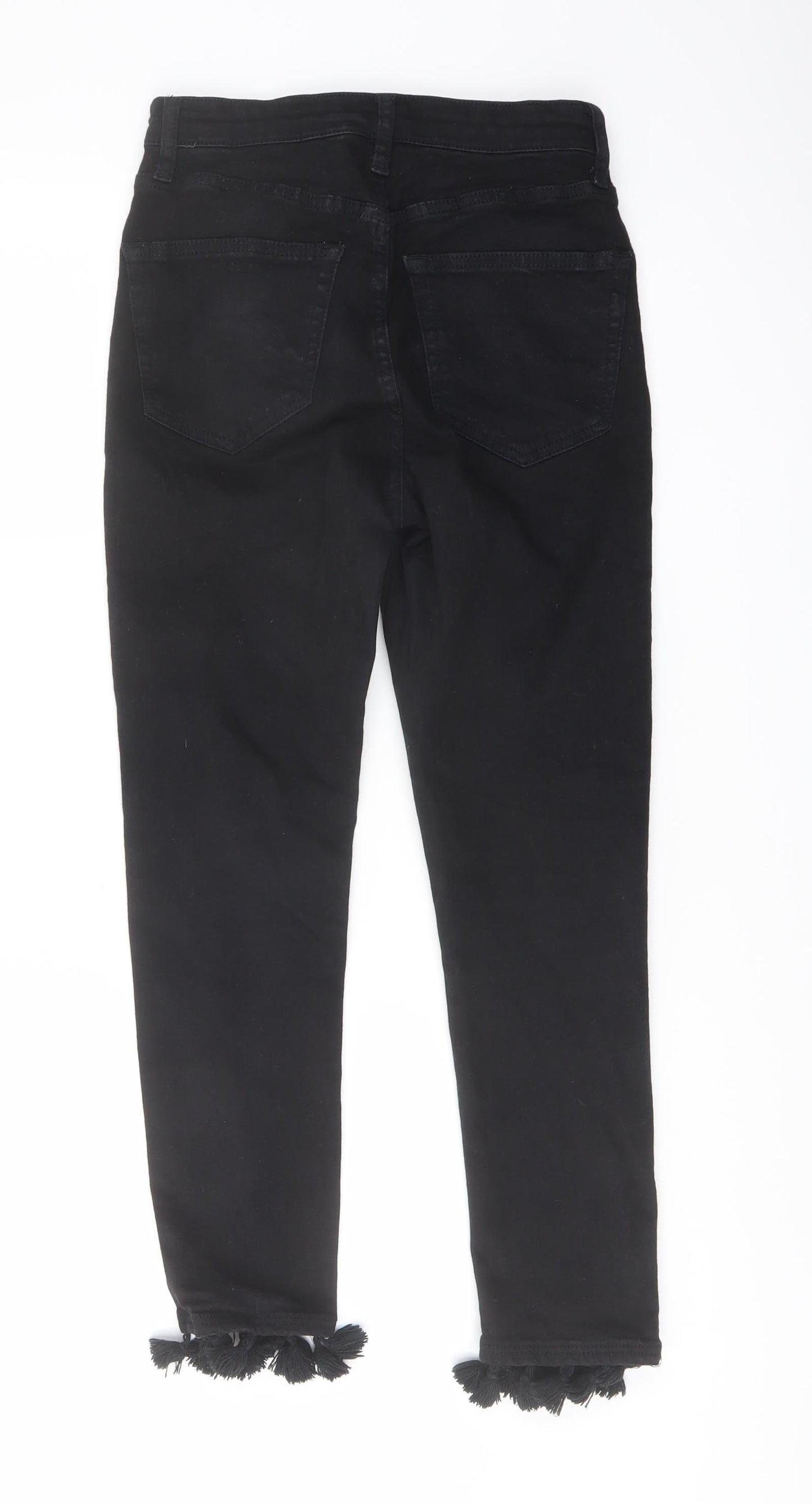 Topshop Womens Black Cotton Skinny Jeans Size 28 in L24 in Regular Button