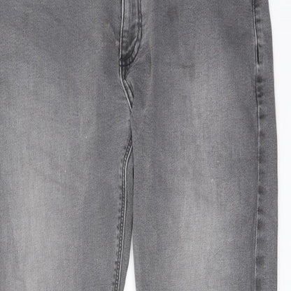Marks and Spencer Mens Grey Cotton Straight Jeans Size 32 in L29 in Slim Button