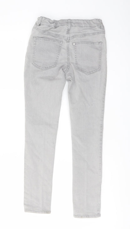 H&, Girls Grey Cotton Skinny Jeans Size 10-11 Years Regular Button