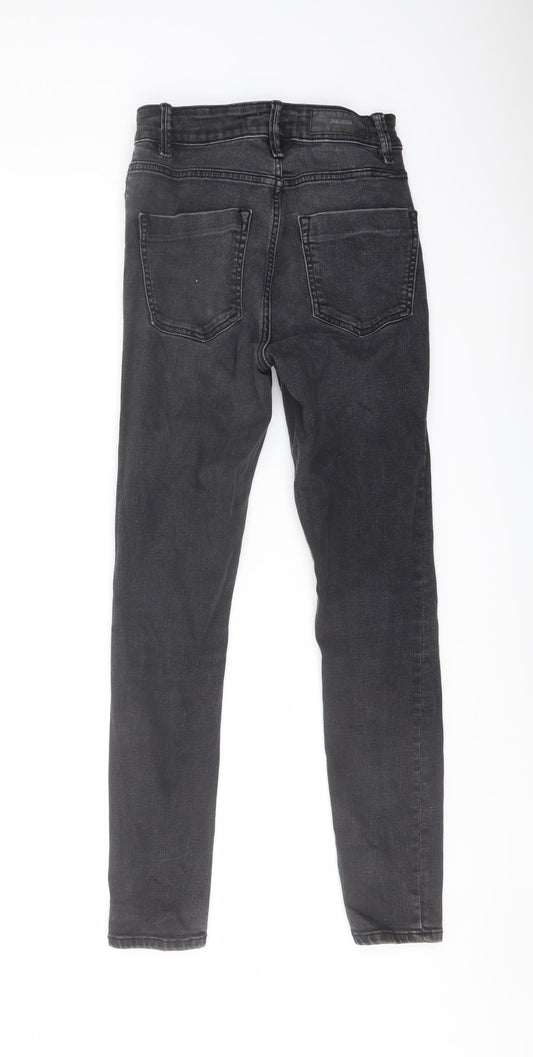 Zara Womens Grey Cotton Skinny Jeans Size 10 L27 in Regular Button