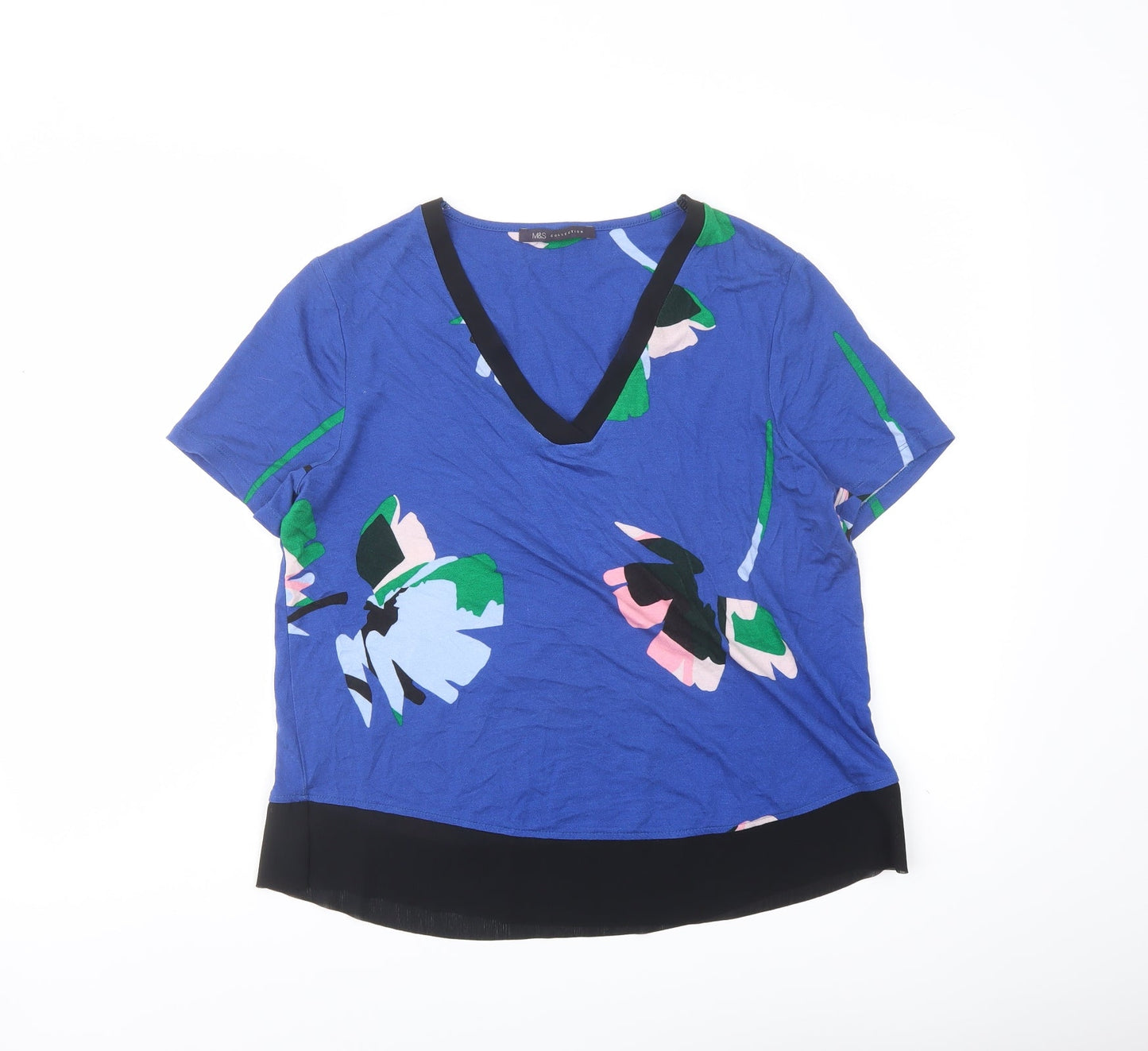 Womens UK Size 10 Marks and Spencer Blue Basic T-Shirt