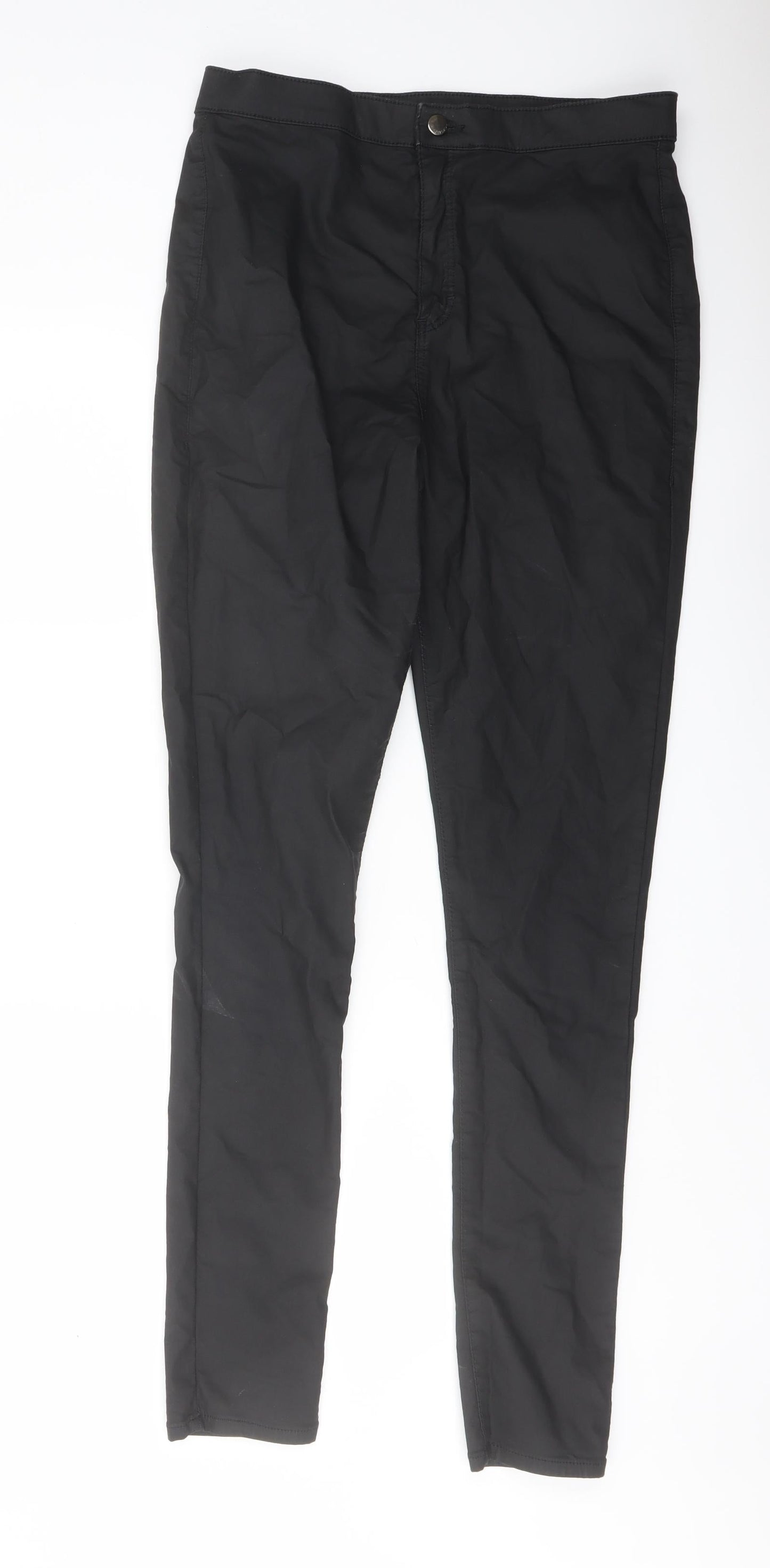 Topshop Womens Black Cotton Trousers Size 30 in L31 in Regular Button