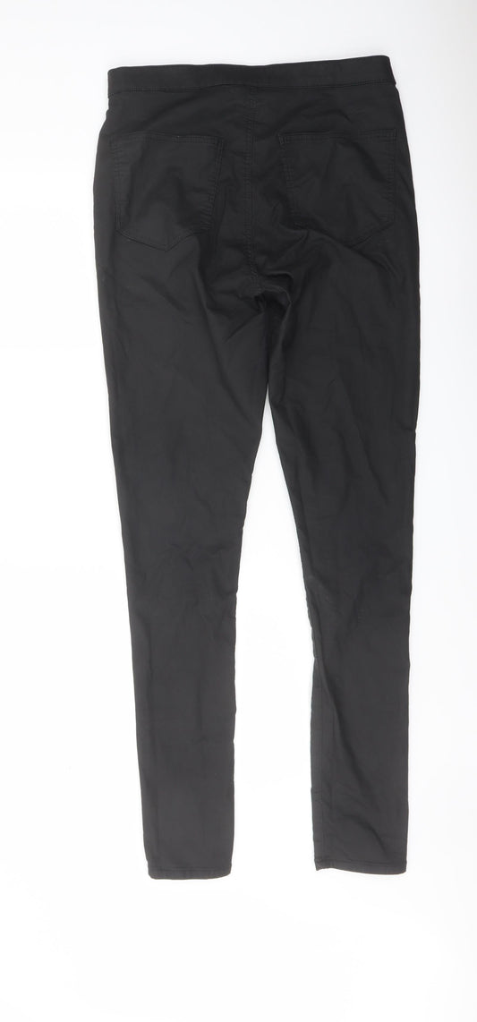 Topshop Womens Black Cotton Trousers Size 30 in L31 in Regular Button