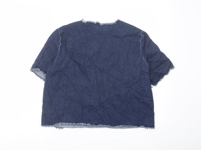Womens UK Size 10 Topshop Blue Basic Blouse