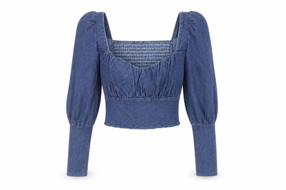 Womens UK Size 12 Boohoo Blue Cropped Blouse