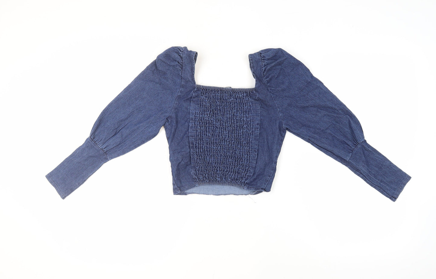 Boohoo Women's Blue Cropped Blouse - Size 12