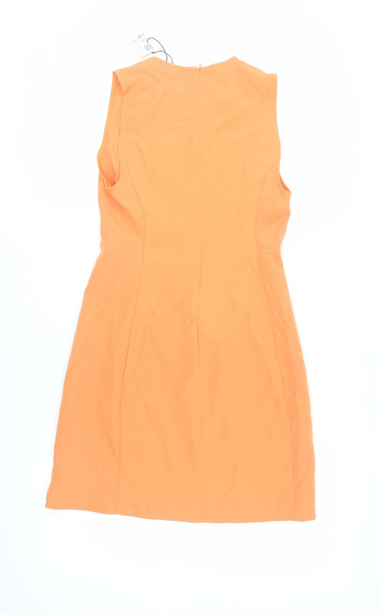 Stradivarius Women Orange Sheath Dress S Sleeveless