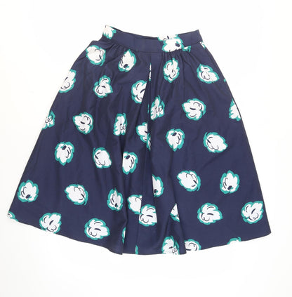 Marks and Spencer Women's Blue Floral Pleated Skirt Size 12