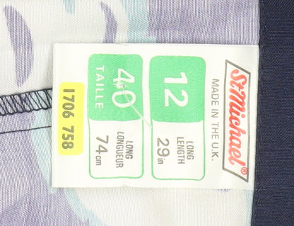 Marks and Spencer Women's Blue Floral Pleated Skirt Size 12