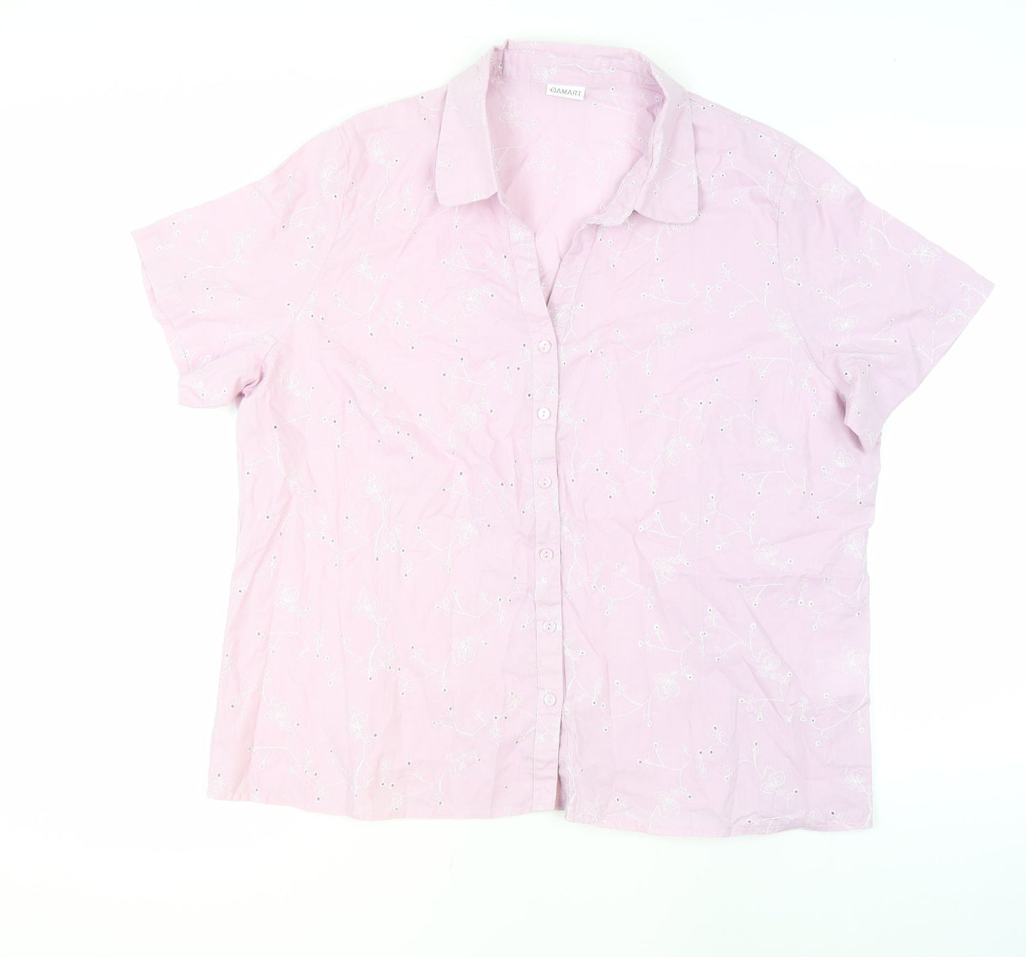 Damart Women's Pink Button-Up Shirt Size 18
