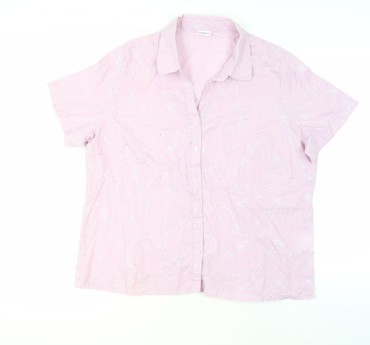 Damart Women's Pink Button-Up Shirt Size 18