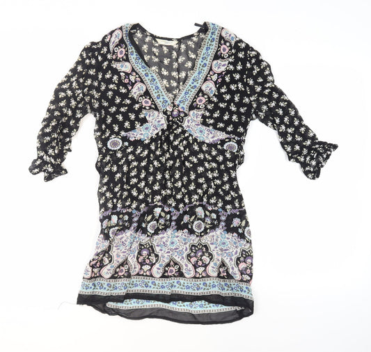 Womens UK Size 10 New Look Black Tunic Blouse